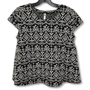 UNCLE FRANK Swingy Top Pleated Sides Boho Festival Black White Made in USA XS